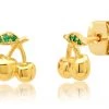TAI GOLD CHERRY EARRINGS W/ CZ JEWELRY