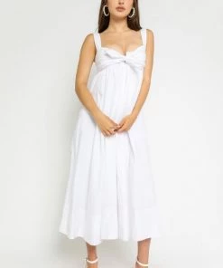 DRESSES OLIVACEOUS BUST TIE MIDI DRESS