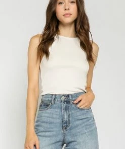 OLIVACEOUS HIGH NECK RIB TANK