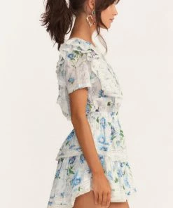 LOVESHACKFANCY NATASHA MINI DRESS BLUEBERRY CLOUD