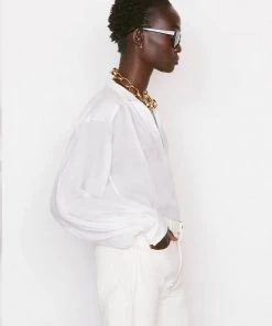 FRAME KAFTAN POPOVER BLOUSE BLANC NEW ARRIVALS