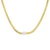 TAI GOLD HERRINGBONE CHAIN WITH EMERALD GLASS JEWELRY