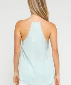 OLIVACEOUS LACE TRIM RACERBACK CAMISOLE TOPS