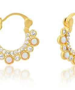 TAI JEWELRY TAI OPHELIA OPAL HUGGIE HOOPS NEW ARRIVALS