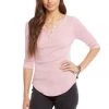 TOPS CHASER 3/4 SLEEVE SHIRTTAIL HENLEY