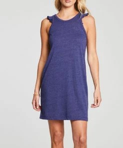 NEW ARRIVALS CHASER JERSEY RUFFLE RACER DRESS