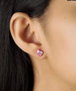 JEWELRY TAI ENAMEL BEZEL RECTANGULAR CZ STUDS