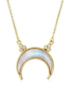 ELIZABETH STONE TITANIA CRESCENT NECKLACE MOONSTONE JEWELRY