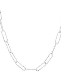 TAI JEWLERY TAI STERLING SILVER HAMMERED PAPERCLIP NECKLACE