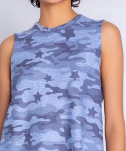 P.J. SALVAGE CAMO DENIM TANK TOP TOPS