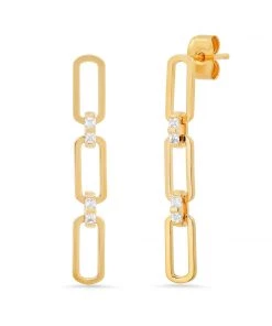 JEWELRY TAI TRIPLE CHAIN LINK EARRINGS