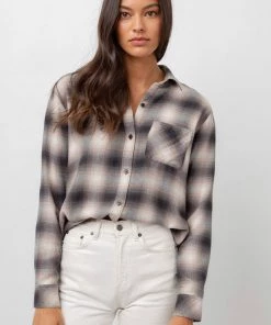 RAILS MILO LATTE BLACK SHADOW BLOUSE