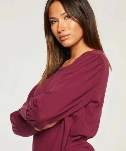 CHASER COTTON FLEECE PUFF SLEEVE PULLOVER