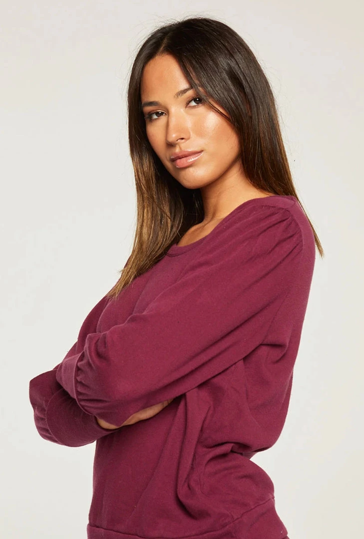 CHASER COTTON FLEECE PUFF SLEEVE PULLOVER 4 CHASER COTTON FLEECE PUFF SLEEVE PULLOVER