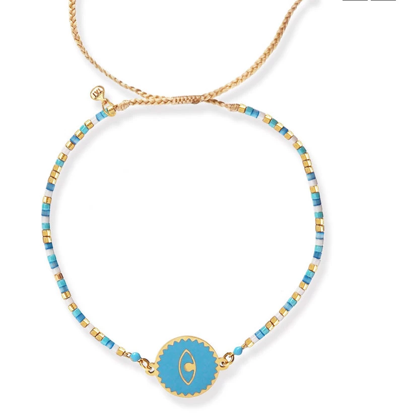 JEWELRY TAI BEADED BRACELET W/EVIL EYE CHARM 3 JEWELRY TAI BEADED BRACELET W/EVIL EYE CHARM