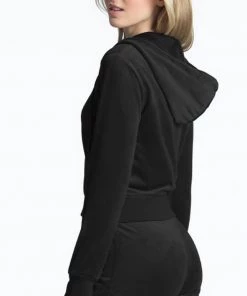 NEW ARRIVALS JUICY COUTURE CLASSIC VELOUR HOODIE LIQUORICE