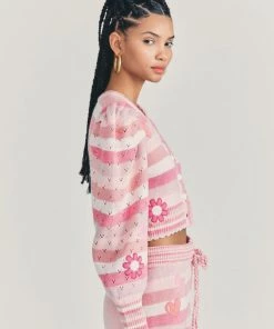 LOVESHACKFANCY VESPER CROPPED CARDIGAN SWEATERS & KNITS