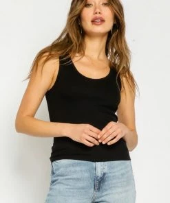 OLIVACEOUS BASIC RIBBED TANK
