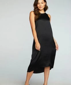 NEW ARRIVALS CHASER STRETCH SILK MIDI DRESS