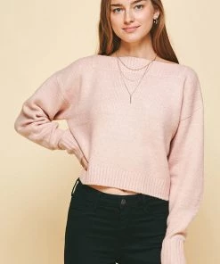 NEW ARRIVALS PINCH PINK BOATNECK SWEATER