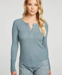 CHASER VINTAGE THERMAL SNAP CUFF HENLEY TOPS 7 CHASER VINTAGE THERMAL SNAP CUFF HENLEY TOPS