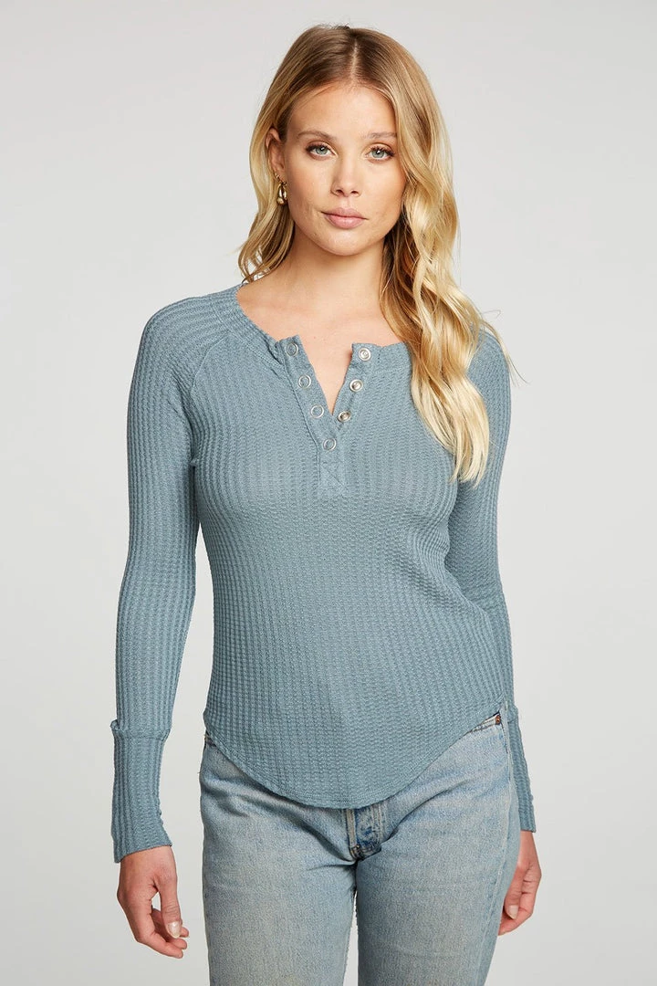 CHASER VINTAGE THERMAL SNAP CUFF HENLEY TOPS 5 CHASER VINTAGE THERMAL SNAP CUFF HENLEY TOPS