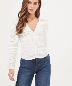 ASTR JUPITER SATIN RUCHED CUTOUT TOP NEW ARRIVALS
