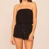 NEW ARRIVALS OCEAN DRIVE TERRY CLOTH STRAPLESS ROMPER W/ TIES