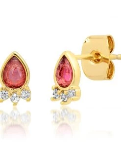 TAI TEARDROP CZ STUDS WITH CZ ACCENT