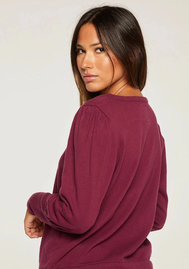 CHASER COTTON FLEECE PUFF SLEEVE PULLOVER 6 CHASER COTTON FLEECE PUFF SLEEVE PULLOVER