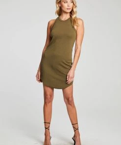 CHASER LINEN RIB SHIRTTAIL DRESS