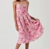 NEW ARRIVALS ASTR FERREIRA FLORAL BUSTIER MIDI DRESS