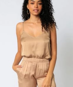 NEW ARRIVALS OLIVACEOUS V NECK SATIN CAMI