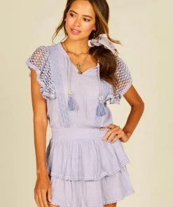 SURF GYPSY LAVENDER EYELET MINI DRESS NEW ARRIVALS