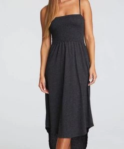 CHASER TRIBLEND JERSEY SMOCKED MIDI SUNDRESS