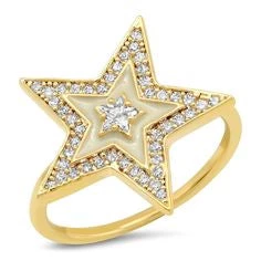 TAI JEWLERY TAI WHITE ENAMEL PAVE STAR RING