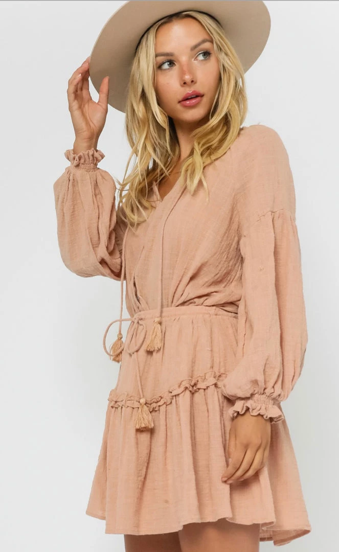 OLIVACEOUS GAUZE DRAWSTRING PEASANT TOP 5 OLIVACEOUS GAUZE DRAWSTRING PEASANT TOP