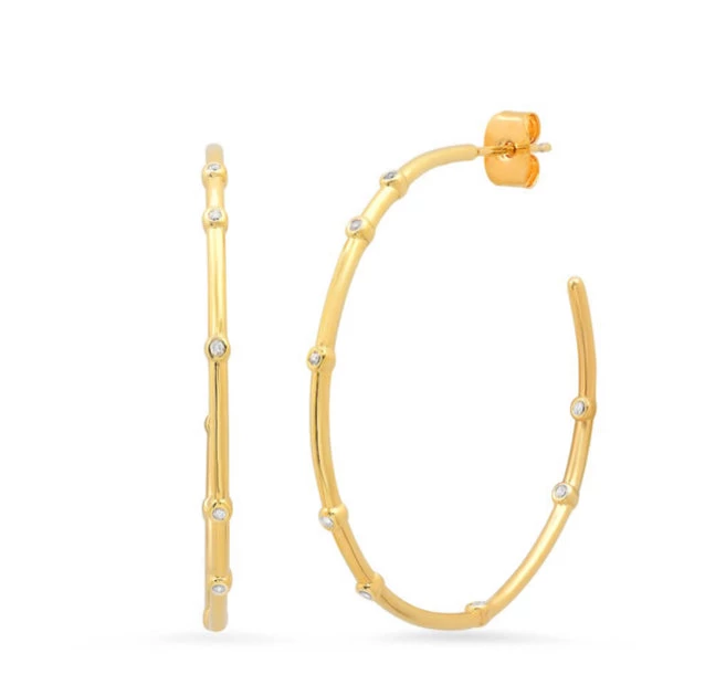 TAI HOOPS W/CZ ACCENTS 3 TAI HOOPS W/CZ ACCENTS