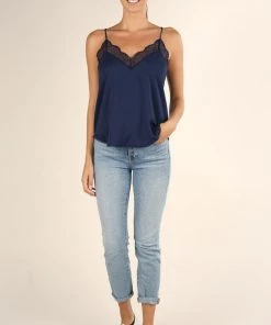 LOVE STITCH LOVESTITCH ZARINA LACE TRIM CAMI TOPS