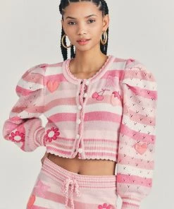 LOVESHACKFANCY VESPER CROPPED CARDIGAN SWEATERS & KNITS