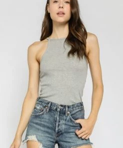 OLIVACEOUS HIGH NECK RIB TANK