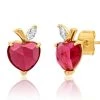 TAI JEWLERY JEWELRY TAI APPLE HEART STUD EARRINGS