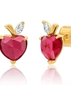 TAI JEWLERY JEWELRY TAI APPLE HEART STUD EARRINGS