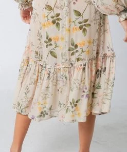 NEW ARRIVALS OLIVACEOUS FLORAL MIDI SKIRT