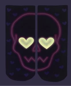LIVING ROYAL LOVE SKULL GLOW ANKLE SOCK 54349