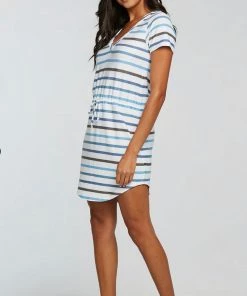 CHASER STRIPE HI LOW SHIRTTAIL DRESS DRESSES