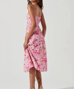 NEW ARRIVALS ASTR FERREIRA FLORAL BUSTIER MIDI DRESS