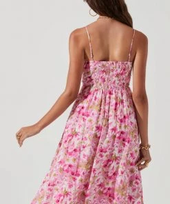 NEW ARRIVALS ASTR FERREIRA FLORAL BUSTIER MIDI DRESS