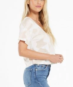 TOPS Z SUPPLY PARKER PAINTED CAMO V NECK TEE