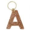 LUCKY FEATHER GLITTER LETTER KEYCHAIN